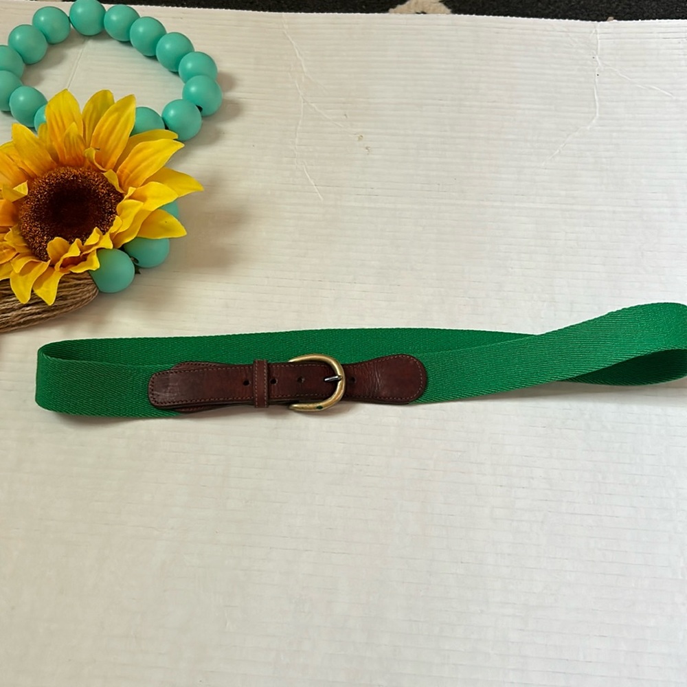 Vintage McClellan & Co Green and Brown Golf Belt Solid Brass Buckle Made in USA